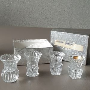 4 Vintage Cut Glass Crystal Toothpick Holders